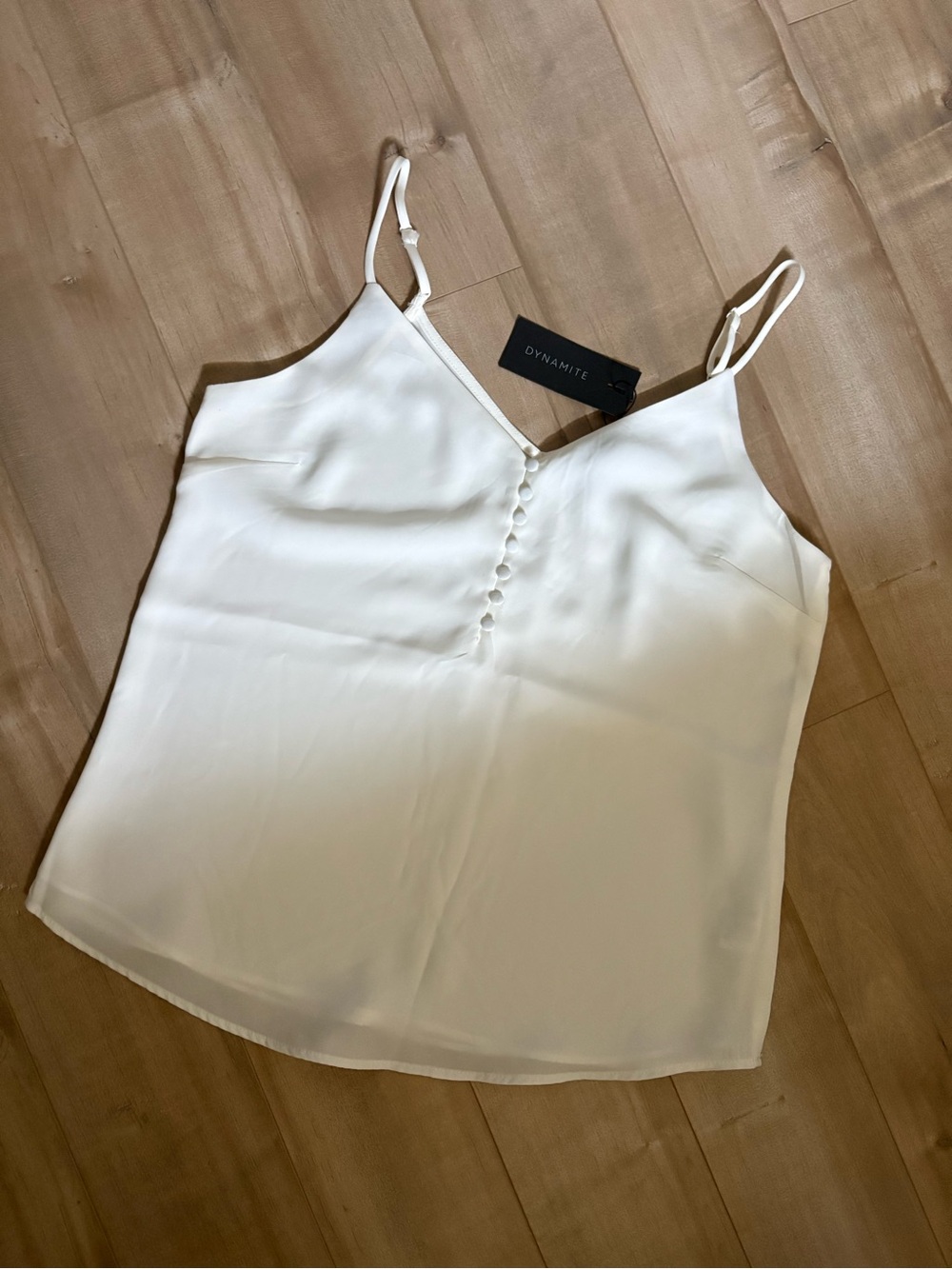 Dynamite White Satin Button-Detail Cami